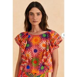 Farm Rio Coral Summer Sun Blouse by Farm Rio